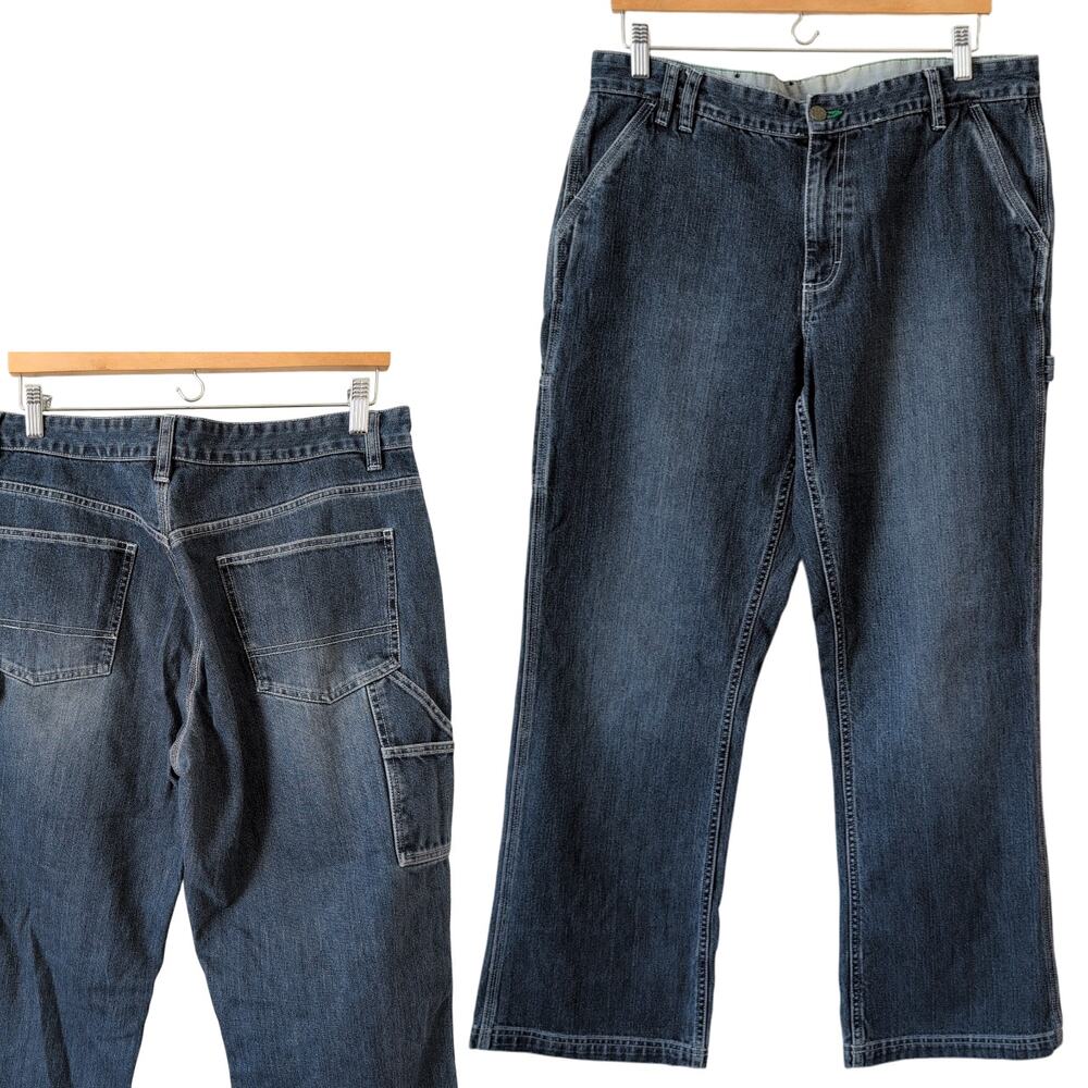 VTG OshKosh B'gosh Jeans Womens 14 Cargo Pockets Baggy Wide Leg 100% Cotton RARE